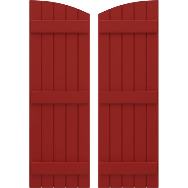 Ekena Millwork Americraft 5-Board (3 Batten) Wood Joined Board-n-Batten Shutters w/Ellipt Top, ARW401BE518X77BRH, PR ARW401BE518X77BRH - main